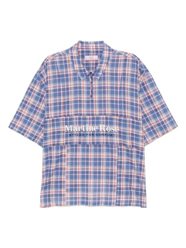 browns Martine Rose cotton checked polo shirt | Browns Polo Shirts