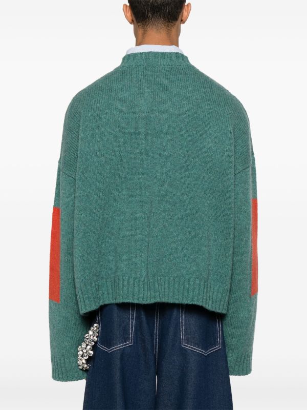 Browns Martine Rose Green Contrast Stripe Sweater | Browns Knitted Sweaters