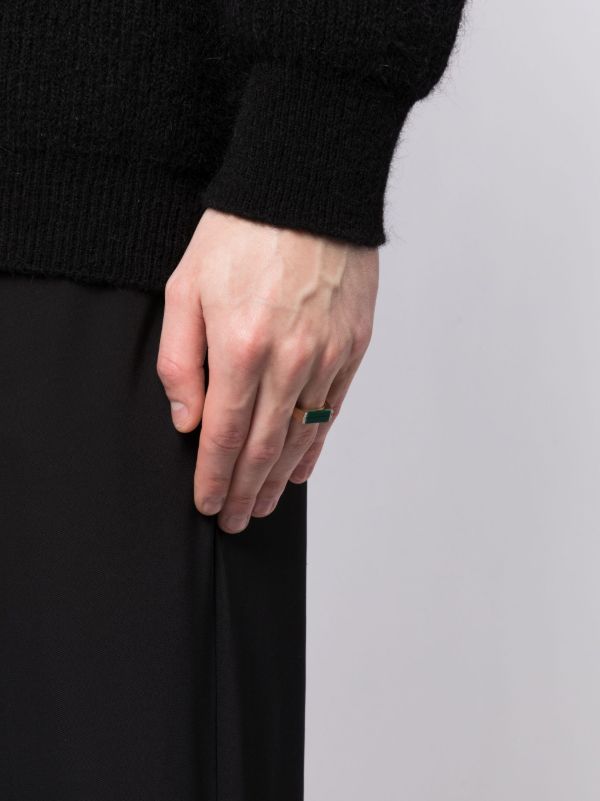 Browns Mateo 14K Yellow Gold Malachite Bar Ring | Browns Rings