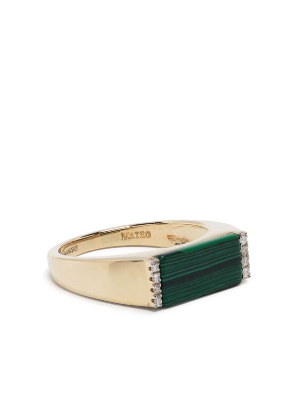 browns Mateo 14K yellow gold malachite bar ring | Browns Rings