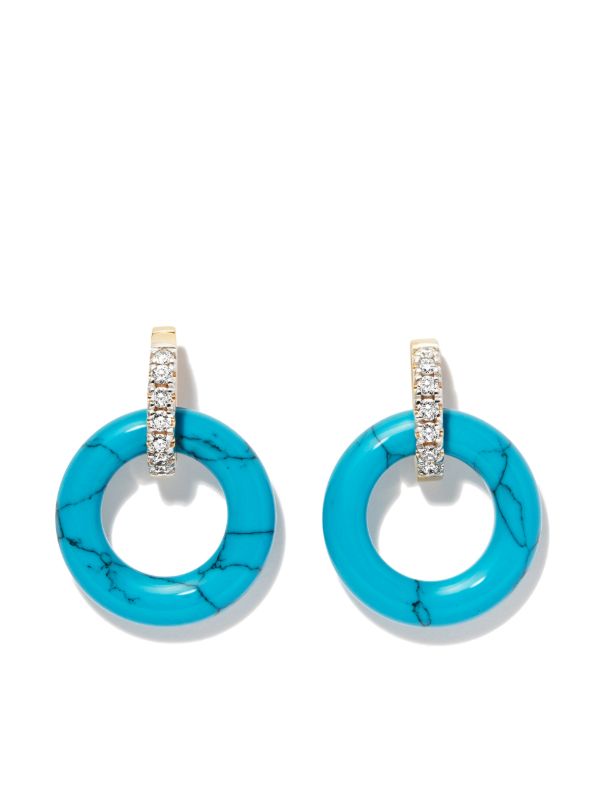 Browns Mateo 14K Yellow Gold Turquoise And Diamond Hoop Earrings | Browns Fine Earrings