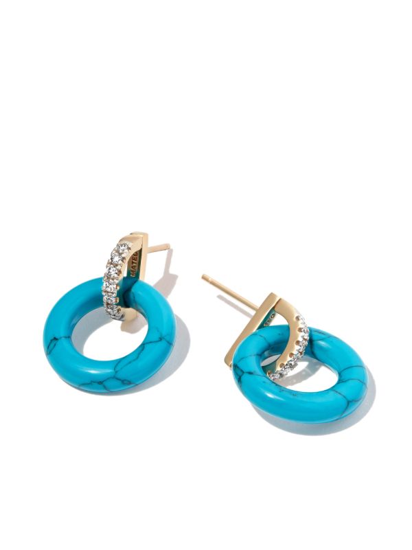 Browns Mateo 14K Yellow Gold Turquoise And Diamond Hoop Earrings | Browns Fine Earrings