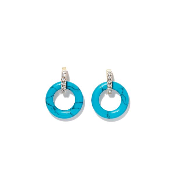 browns Mateo 14K yellow gold turquoise and diamond hoop earrings | Browns Fine Earrings