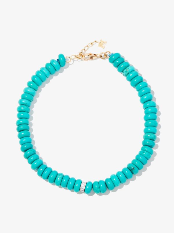 browns Mateo 14K yellow gold turquoise diamond beaded bracelet | Browns Fine Bracelets