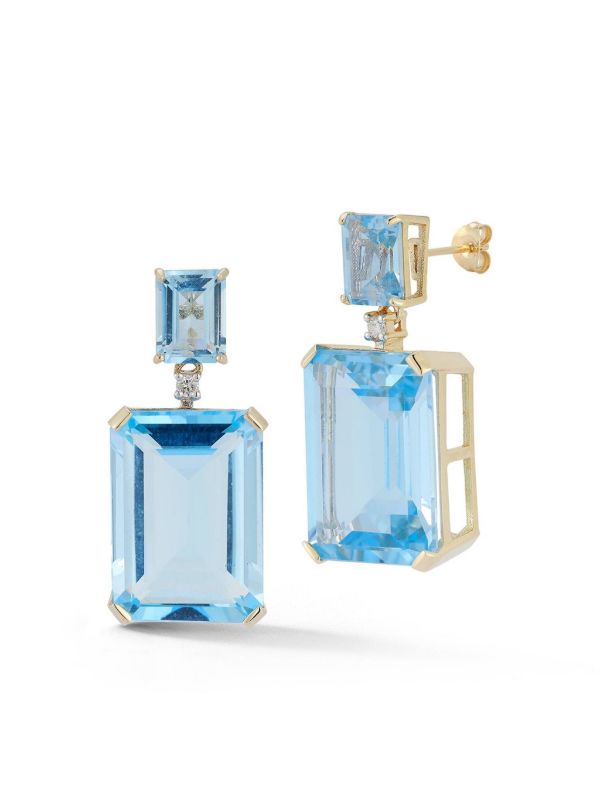 Browns Mateo 14kt Yellow Gold Diamond And Blue Topaz Dangle Stud Earrings | Browns Earrings