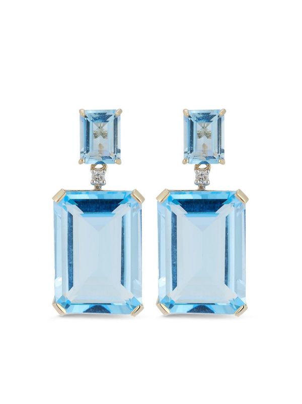 browns Mateo 14kt Yellow Gold Diamond And Blue Topaz Dangle Stud Earrings | Browns Earrings