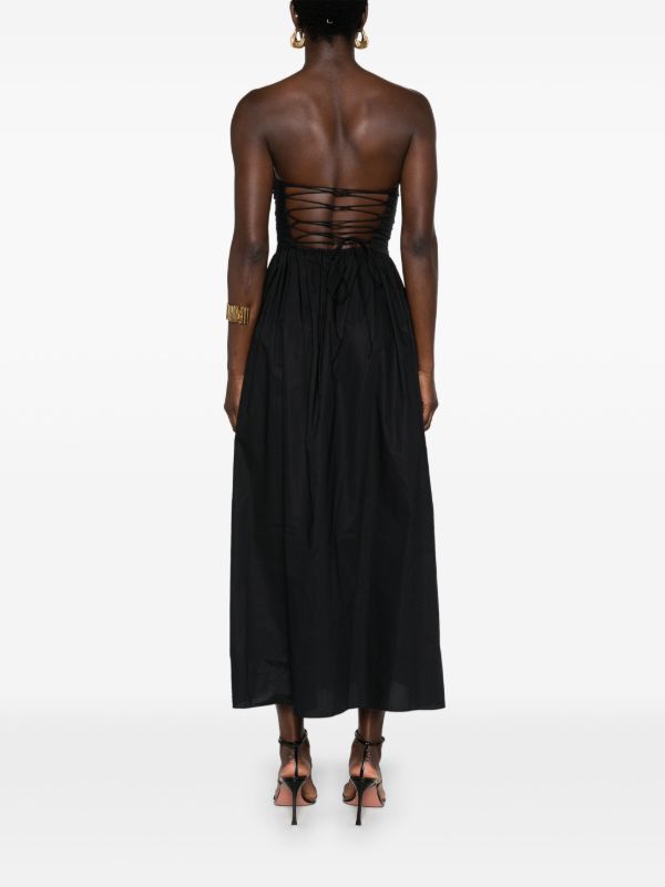 Browns Matteau Black Lace-up Organic Cotton Dress | Browns Day Dresses