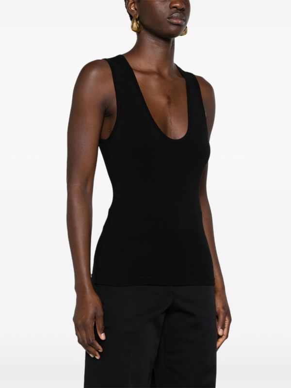 Browns Matteau Black Organic Cotton Tank Top | Browns Vests & Tank Tops
