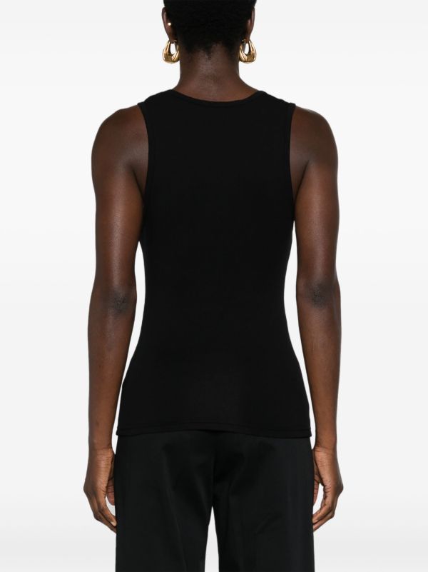 Browns Matteau Black Organic Cotton Tank Top | Browns Vests & Tank Tops