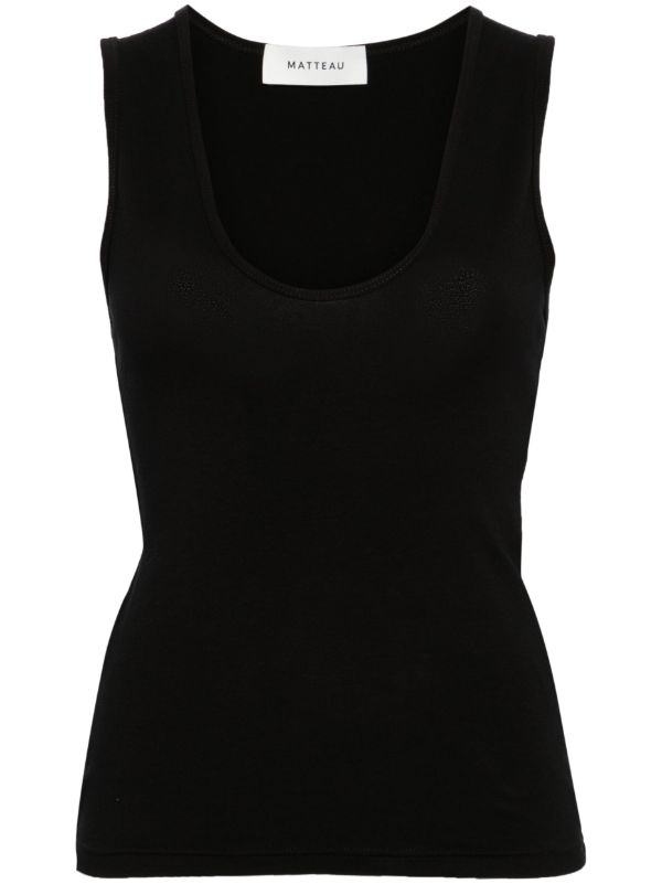 browns Matteau black organic cotton tank top | Browns Vests & Tank Tops