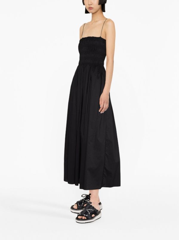 Browns Matteau Black Shirred Cotton Midi Dress | Browns Day Dresses