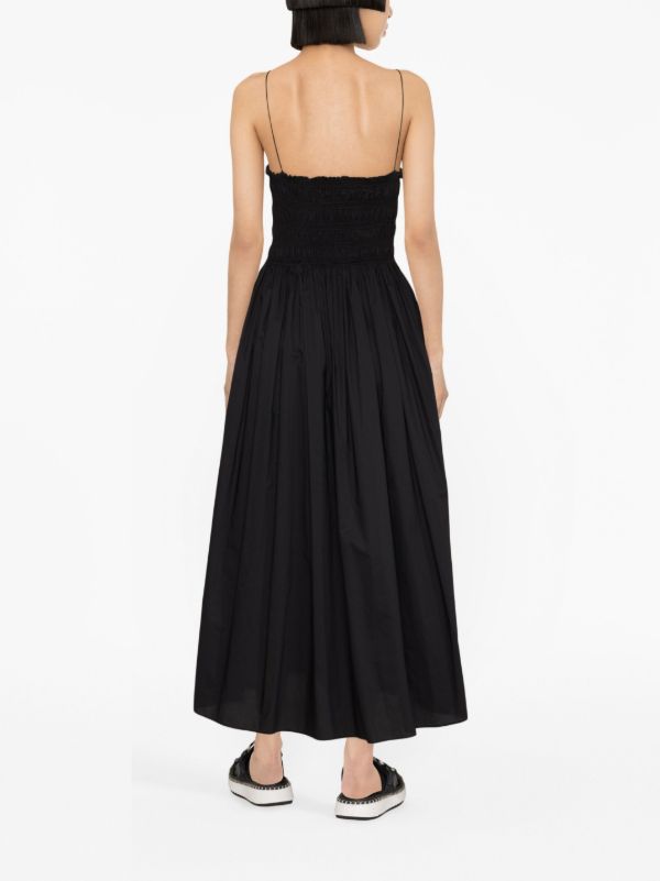 Browns Matteau Black Shirred Cotton Midi Dress | Browns Day Dresses