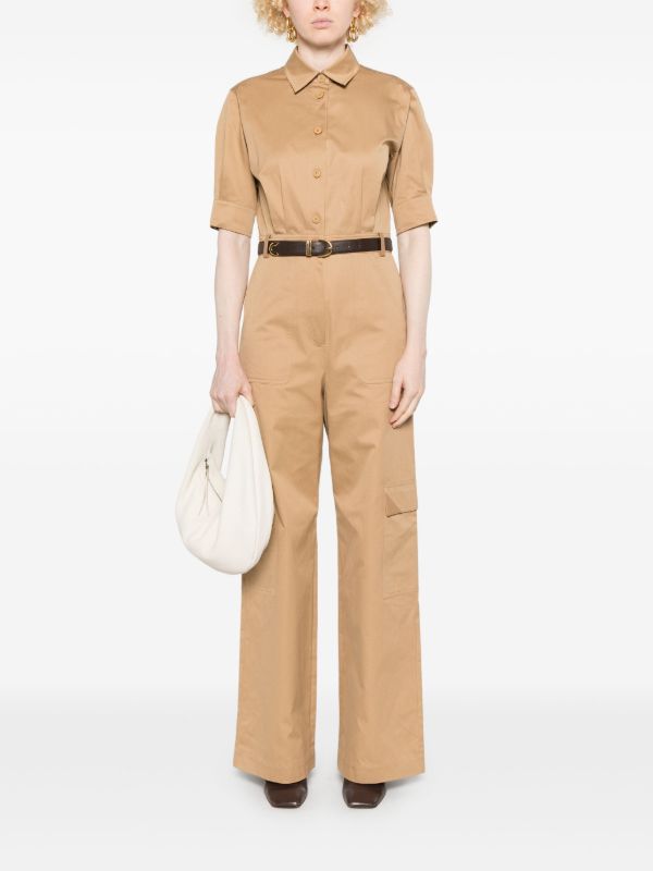 Browns Max Mara Brown Buttoned-Up Jumpsuit | Browns Full Length