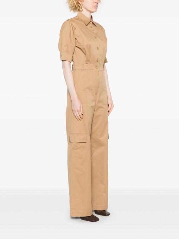 Browns Max Mara Brown Buttoned-Up Jumpsuit | Browns Full Length