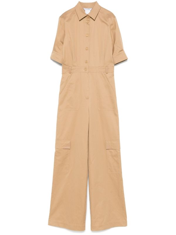 browns Max Mara Brown Buttoned-Up Jumpsuit | Browns Full Length