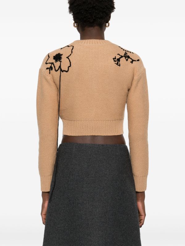 Browns Max Mara Brown Floral-Embroidered Sweater | Browns Knitted Sweaters