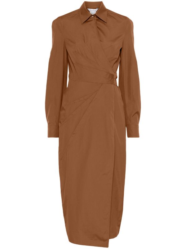 browns Max Mara Brown Wrap Dress | Browns Day Dresses
