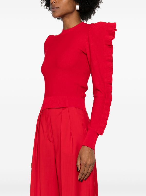 Browns Max Mara Red Ruffled Crew-Neck Sweater | Browns Knitted Sweaters