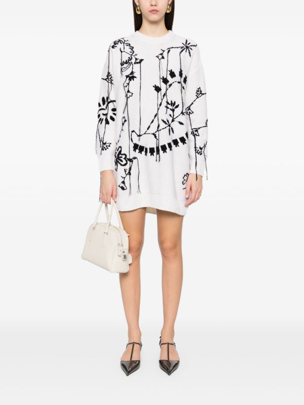 Browns Max Mara White Floral-Embroidered Dress | Browns Sweater Dresses