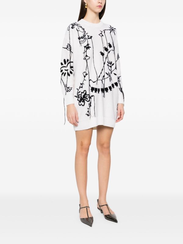 Browns Max Mara White Floral-Embroidered Dress | Browns Sweater Dresses