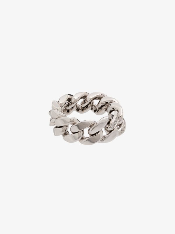 Browns Metallic SHAY 18K White Gold Pavé Diamond Link Ring| Browns Rings