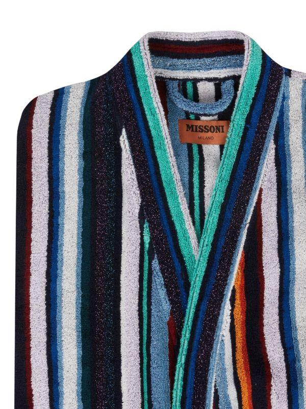 Browns Missoni Home Blue Chandler Striped Cotton Robe | Browns Towels