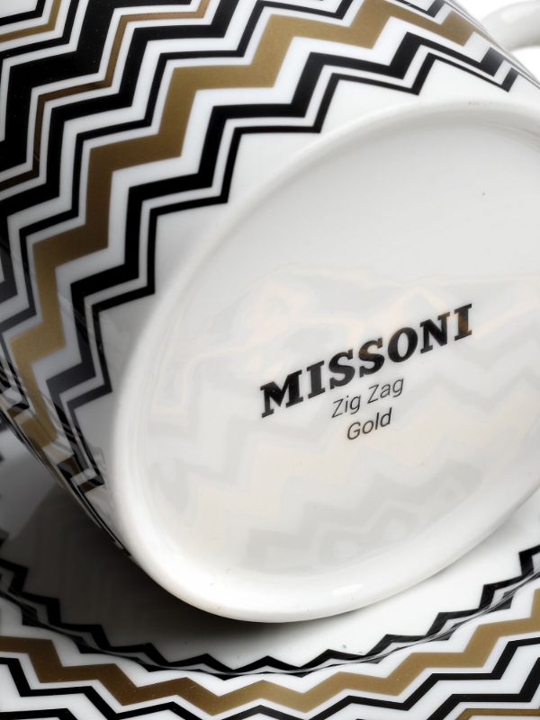 Browns Missoni Home Gold-tone Zig-Zag Teacup Set | Browns Plates & Bowls