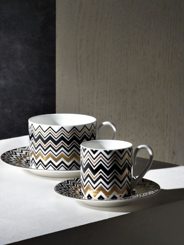 Browns Missoni Home Gold-tone Zig-Zag Teacup Set | Browns Plates & Bowls