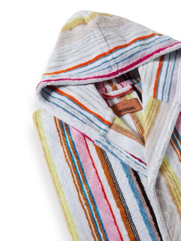 Browns Missoni Home White Moonshadow Striped Cotton Bathrobe | Browns Towels