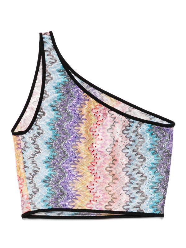 Browns Missoni One-shoulder Chevron Crop Top | Browns Beach Cover-Ups