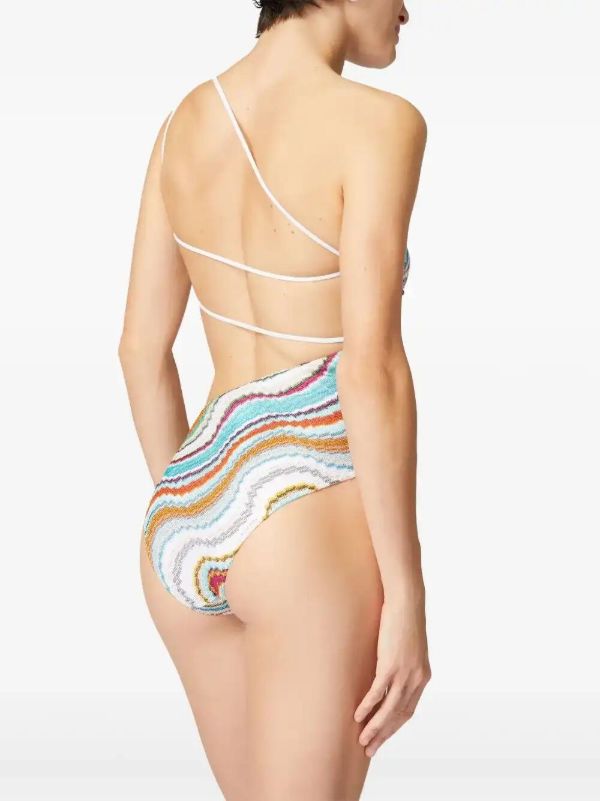 Browns Missoni White Wave-Pattern Swimsuit | Browns One-Pieces