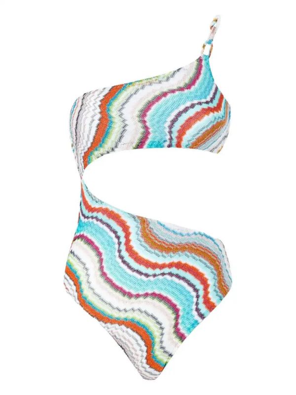 browns Missoni White Wave-Pattern Swimsuit | Browns One-Pieces