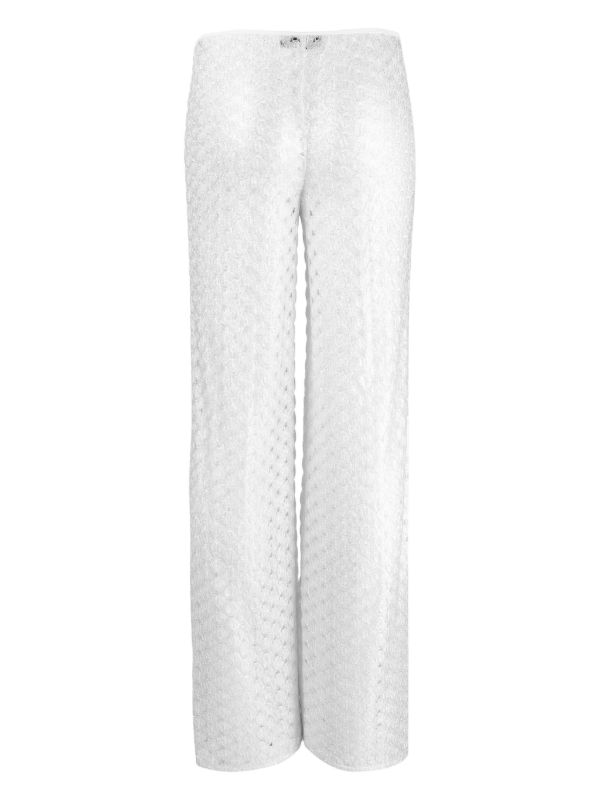 Browns Missoni White Zigzag Mesh Flared Trousers | Browns Flared & Bell-Bottom Pants