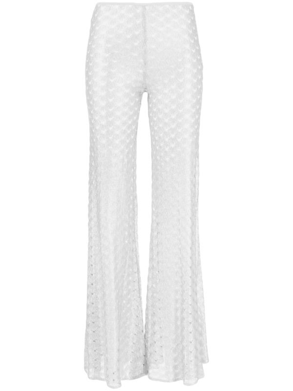 browns Missoni White Zigzag Mesh Flared Trousers | Browns Flared & Bell-Bottom Pants