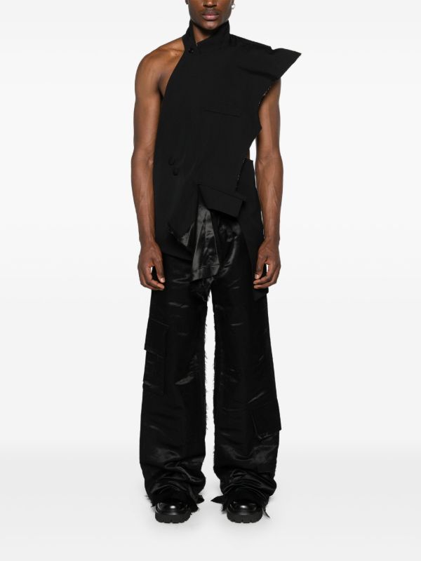Browns MLGA Black Layered Wide-Leg Trousers | Browns Wide Leg Pants