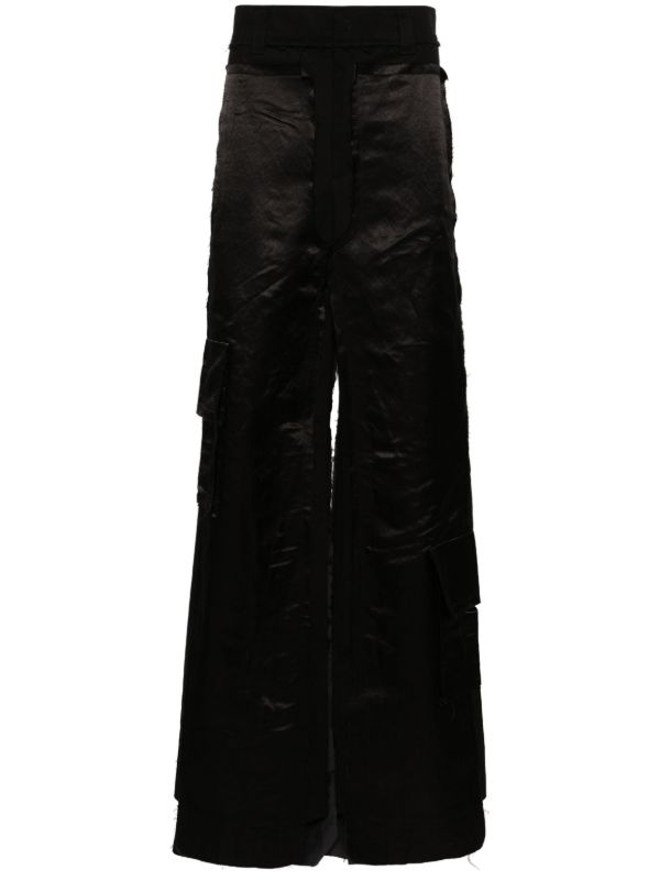 browns MLGA Black Layered Wide-Leg Trousers | Browns Wide Leg Pants