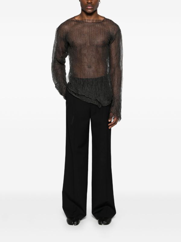 Browns MLGA Black Open-Knit Sheer Sweater | Browns Knitted Sweaters