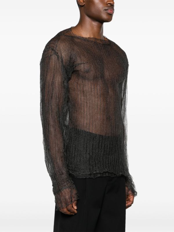 Browns MLGA Black Open-Knit Sheer Sweater | Browns Knitted Sweaters