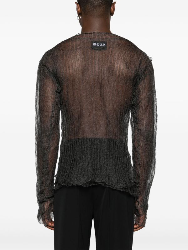 Browns MLGA Black Open-Knit Sheer Sweater | Browns Knitted Sweaters