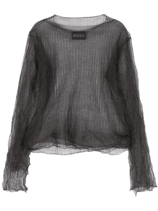 browns MLGA Black Open-Knit Sheer Sweater | Browns Knitted Sweaters