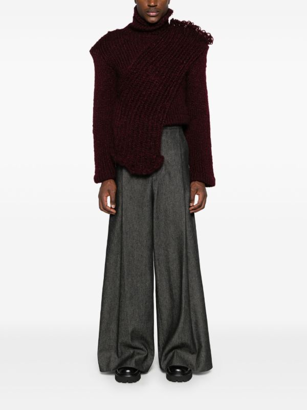 Browns MLGA Red Chunky-Knit Asymmetric Sweater | Browns Knitted Sweaters