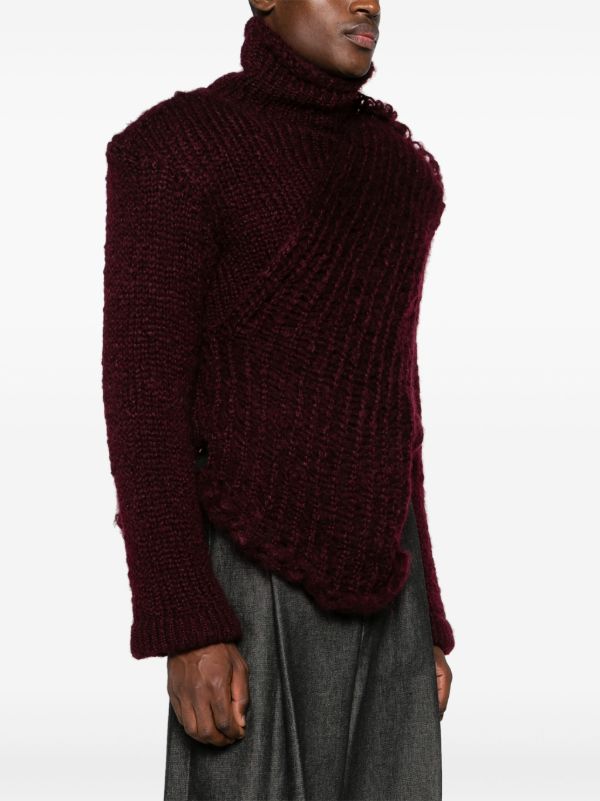 Browns MLGA Red Chunky-Knit Asymmetric Sweater | Browns Knitted Sweaters