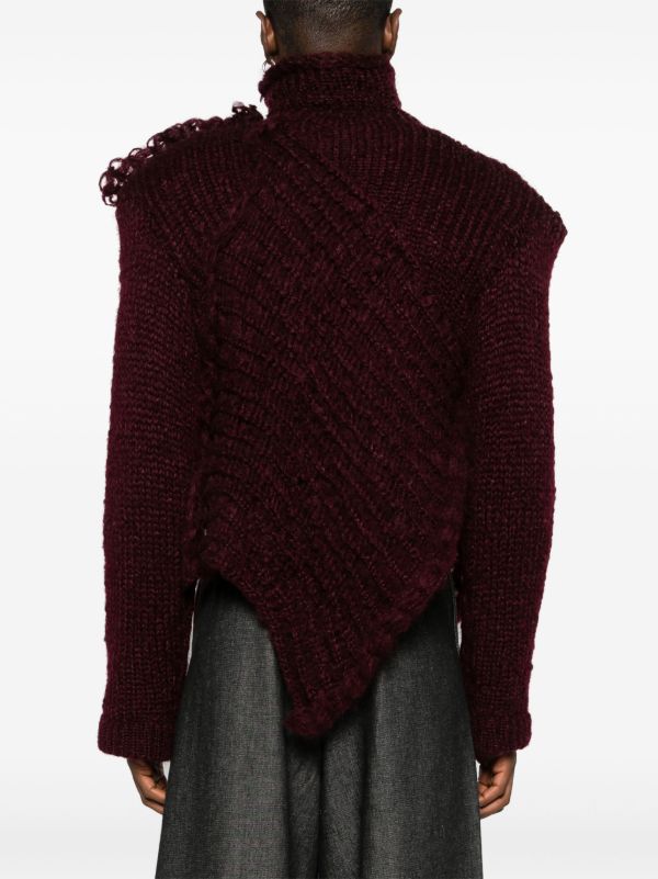 Browns MLGA Red Chunky-Knit Asymmetric Sweater | Browns Knitted Sweaters