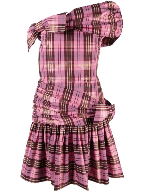 browns Molly Goddard Pink Dimitria Bow Detail Checked Dress | Browns Day Dresses