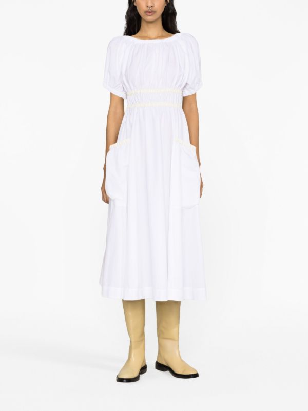 Browns Molly Goddard White Mags Taffeta Midi Dress | Browns Day Dresses