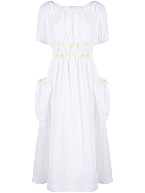 browns Molly Goddard White Mags Taffeta Midi Dress | Browns Day Dresses