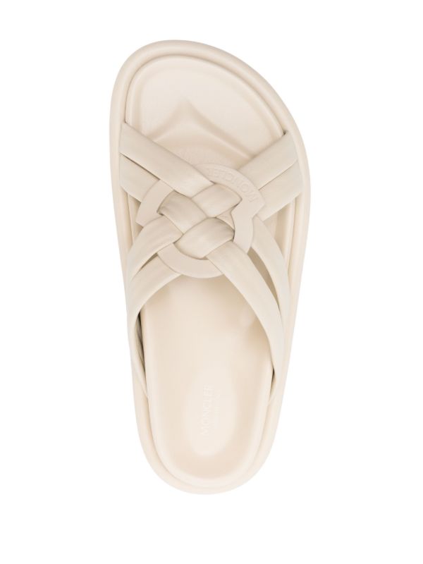 Browns Moncler Beige Bell Interwoven-Straps Sandals | Browns Sandals