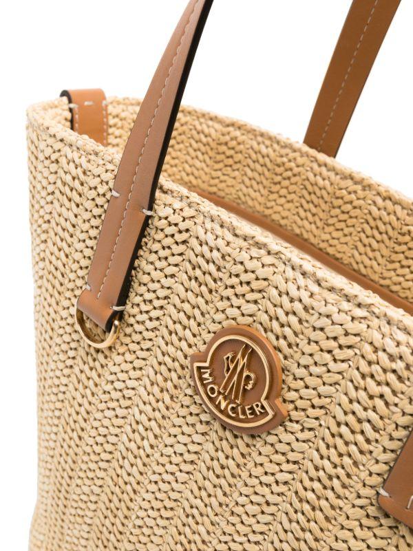 Browns Moncler Beige Small Hubba Raffia Tote Bag | Browns Tote Bags