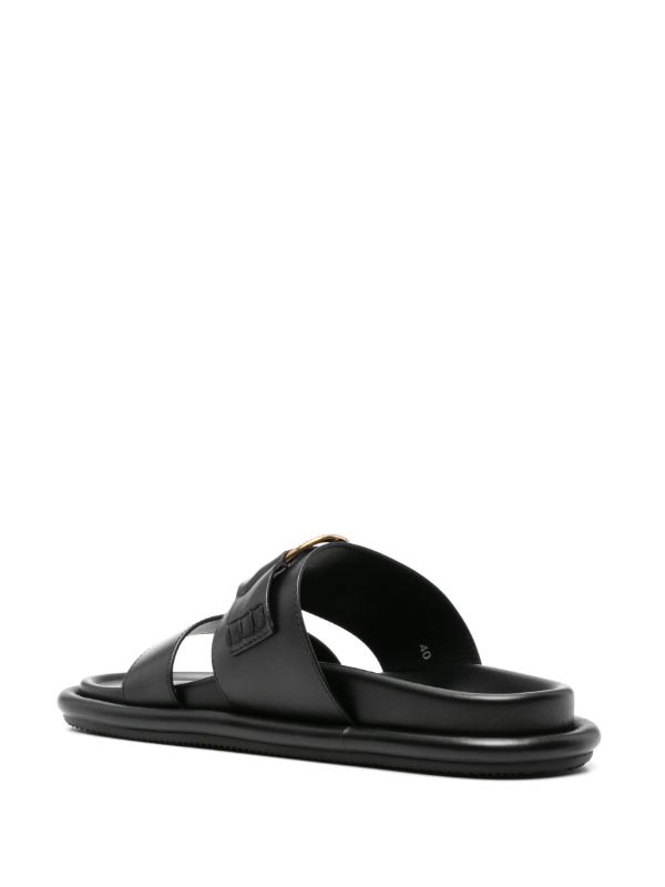 Browns Moncler Black Bell Leather Sandals | Browns Sandals
