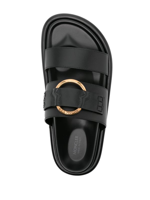 Browns Moncler Black Bell Leather Sandals | Browns Sandals